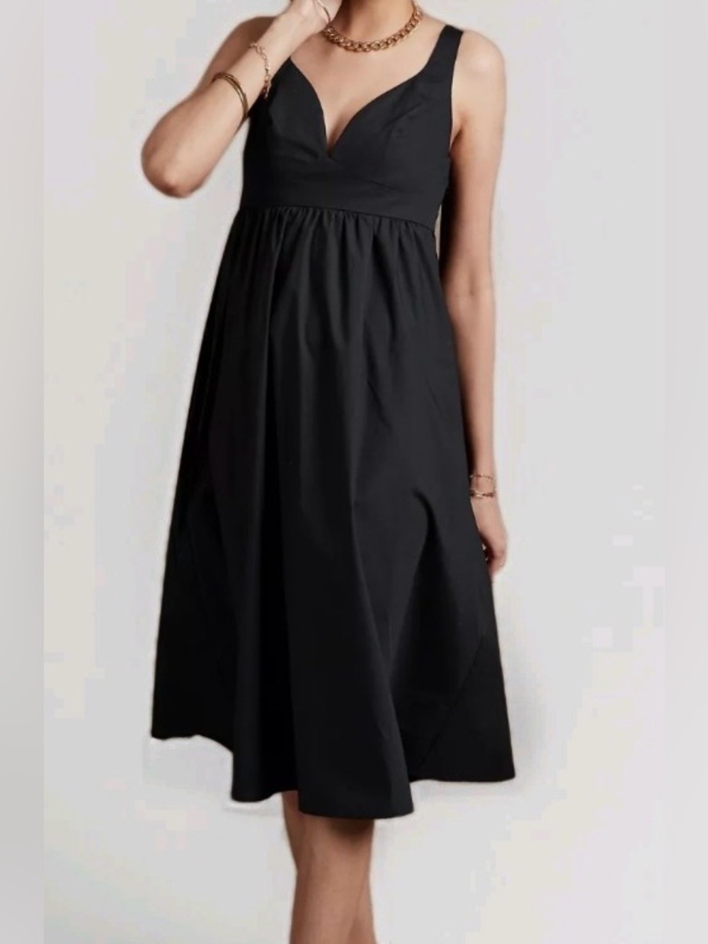 Banana Republic Cotton Poplin Midi Dress Black Size 6